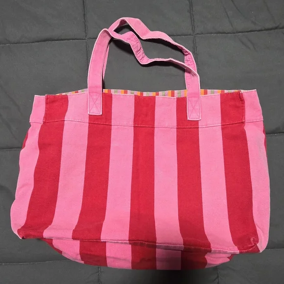 Victoria’s Secret Pink red striped canvas tote bag - Picture 3 of 4